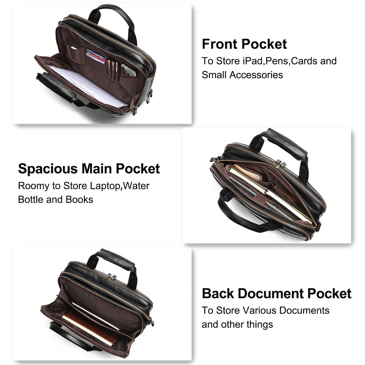 Black Leather 15.6 Inch Laptop Messenger Bag R94926