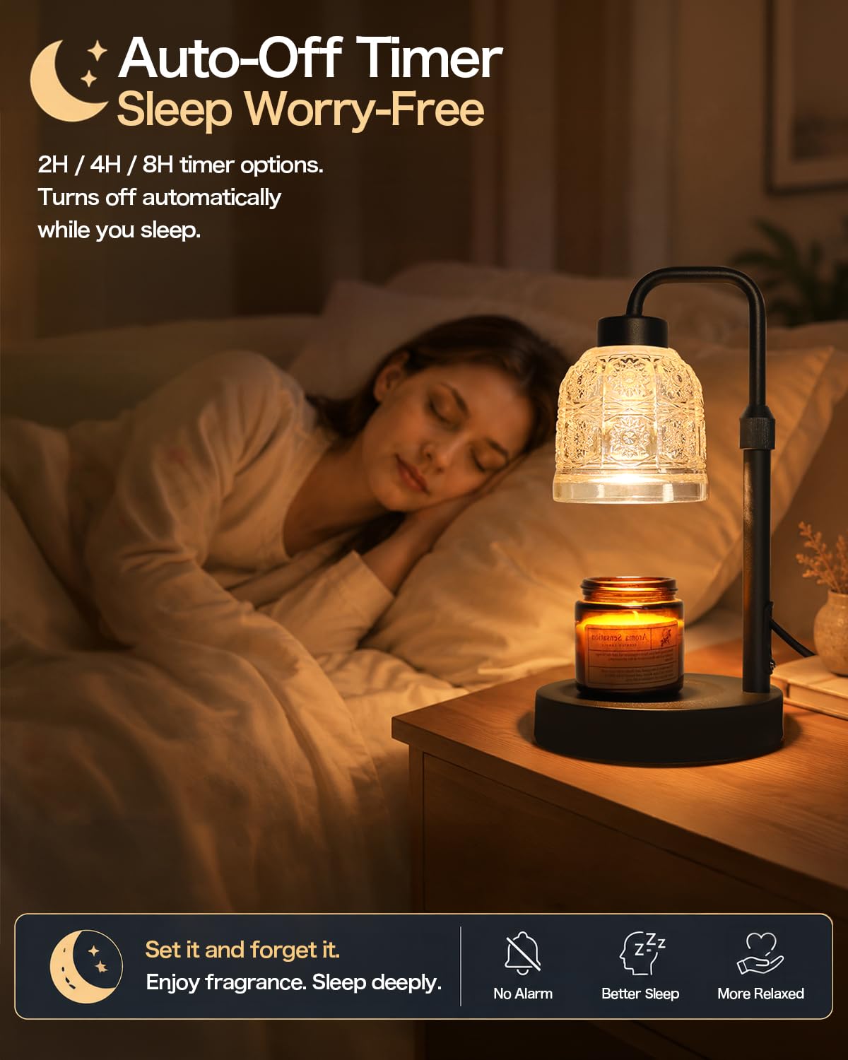 Candle Warmer Lamp with Timer, Gold I785077