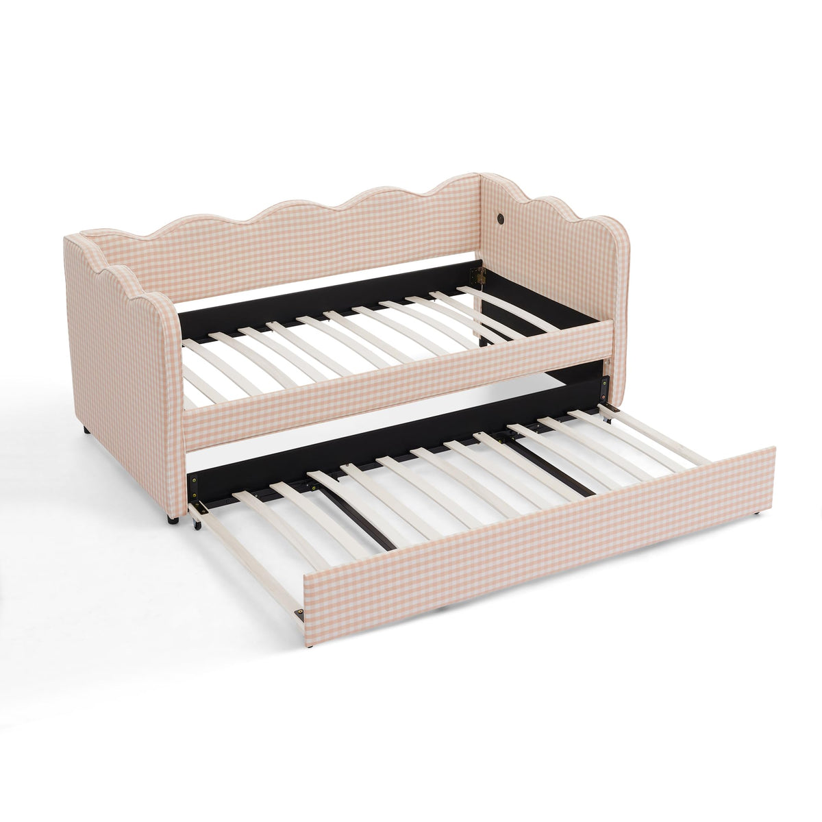 Pink Twin Size Gingham Daybed with Trundle Q715