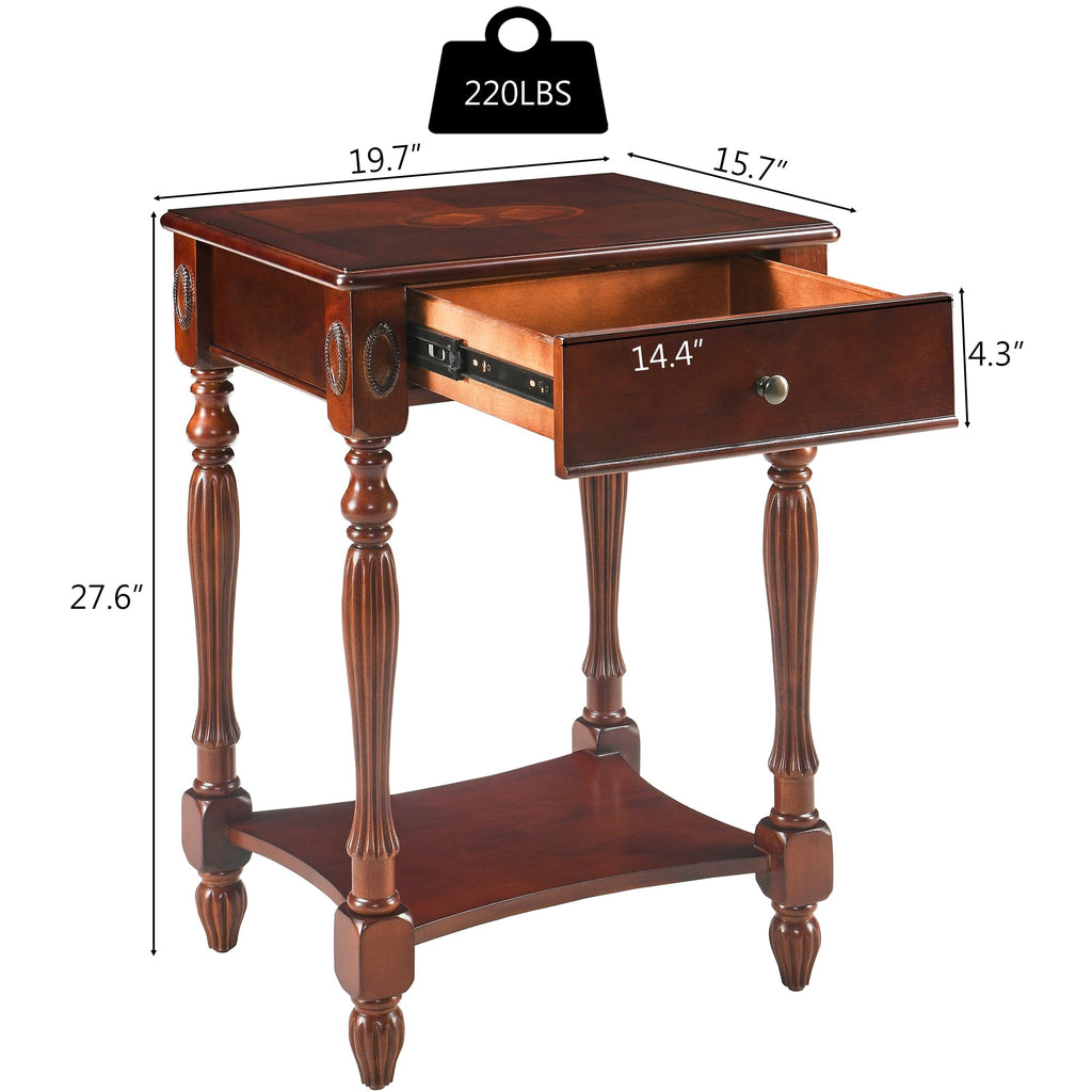 Side Table with Drawer and Storage Shelf E351309