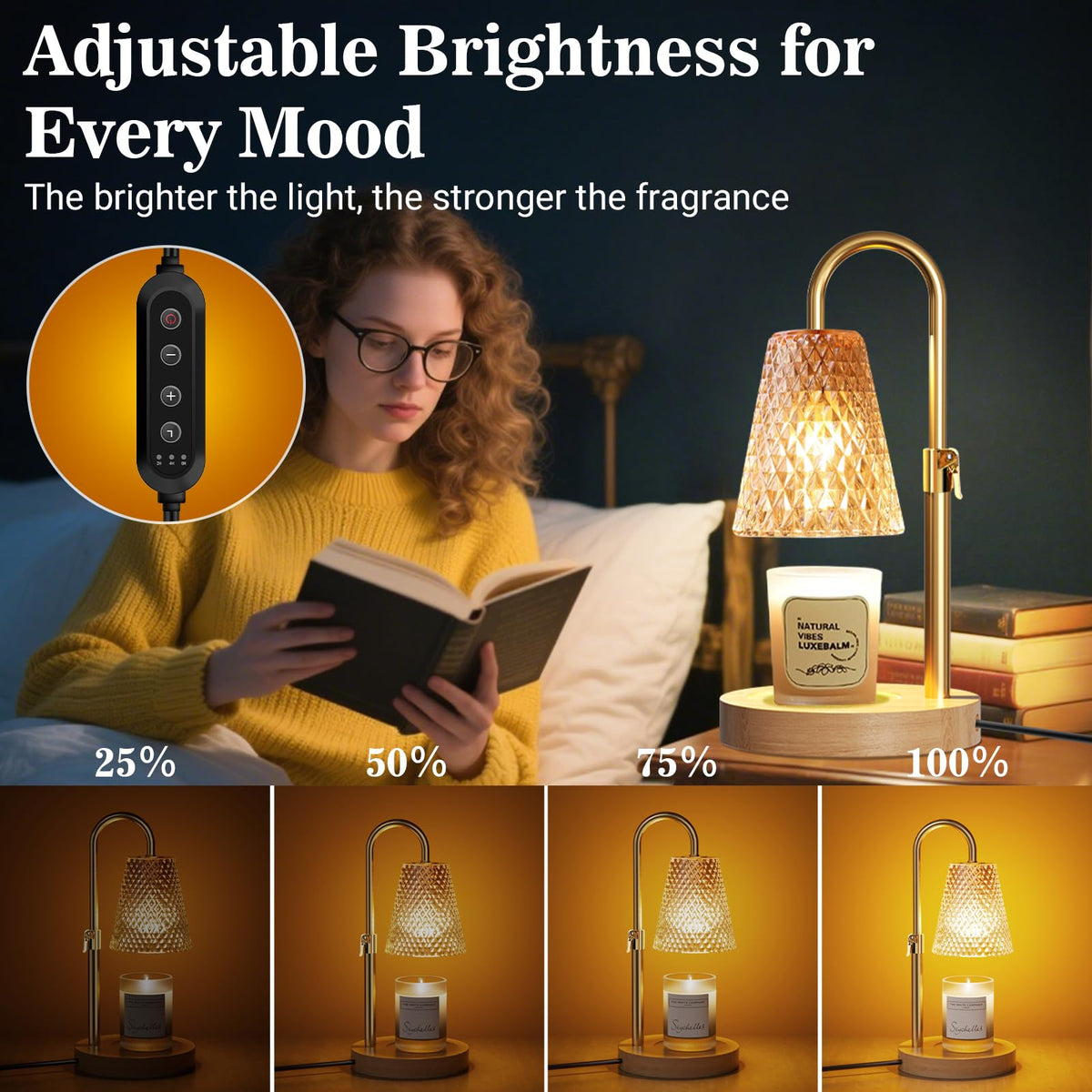 Adjustable Height Candle Warmer Lamp with Timer E5923