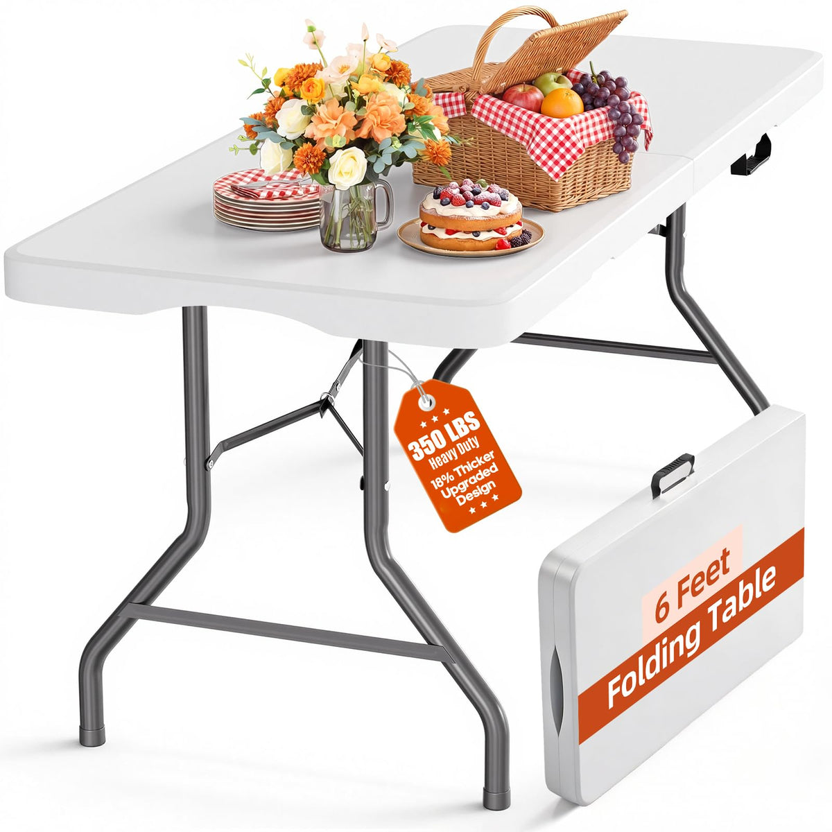 6ft Heavy Duty Folding Table White C616192
