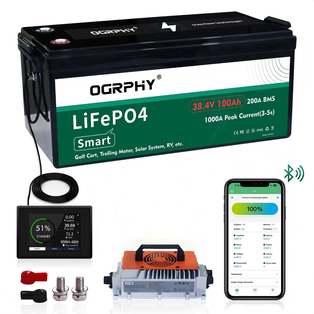 36V 100AH Lithium Golf Cart Battery with 200A Bluetooth BMS V377