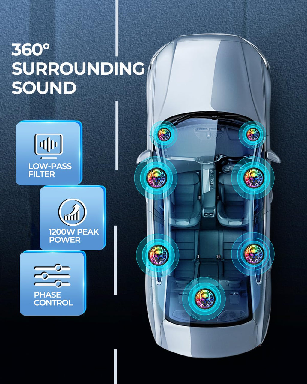 1200W 10" Slim Under Seat Car Subwoofer with Built-in Amplifier V3746