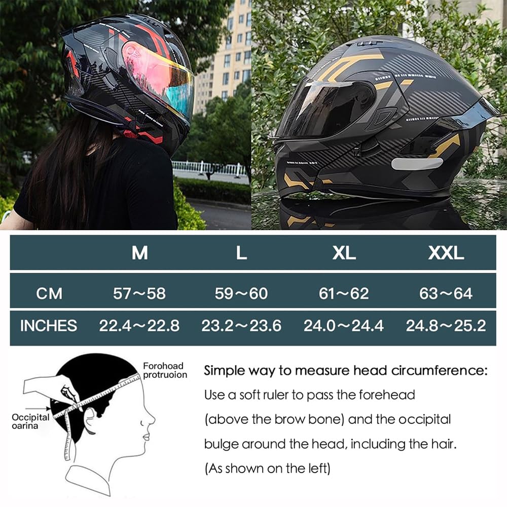 DOT Approved Flip Up Full Face Modular Motorcycle Helmet with Dual Visor Y814