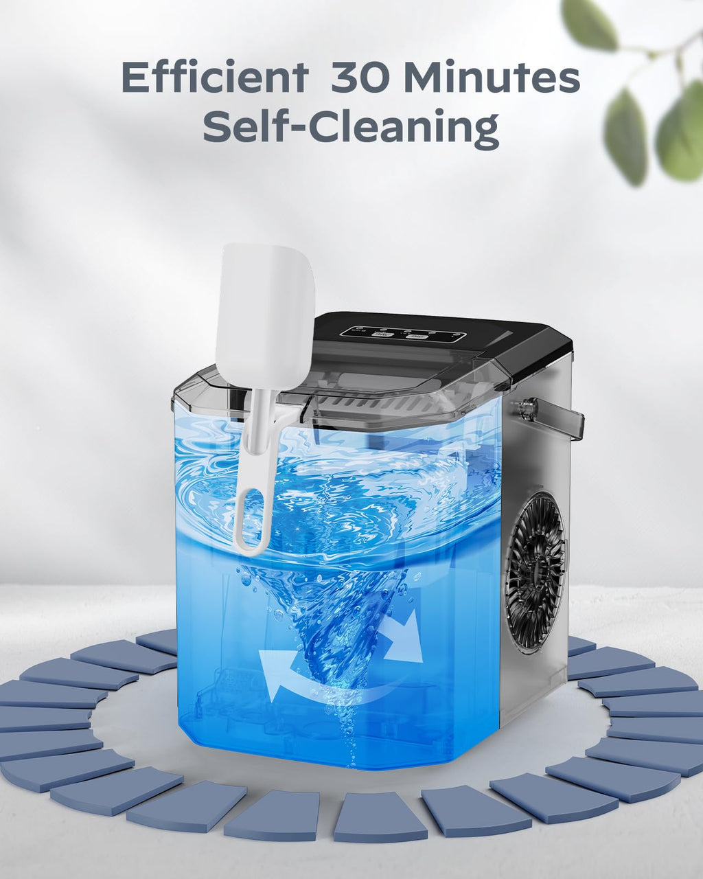 Stainless Steel Portable Countertop Ice Maker with Basket and Scoop I867