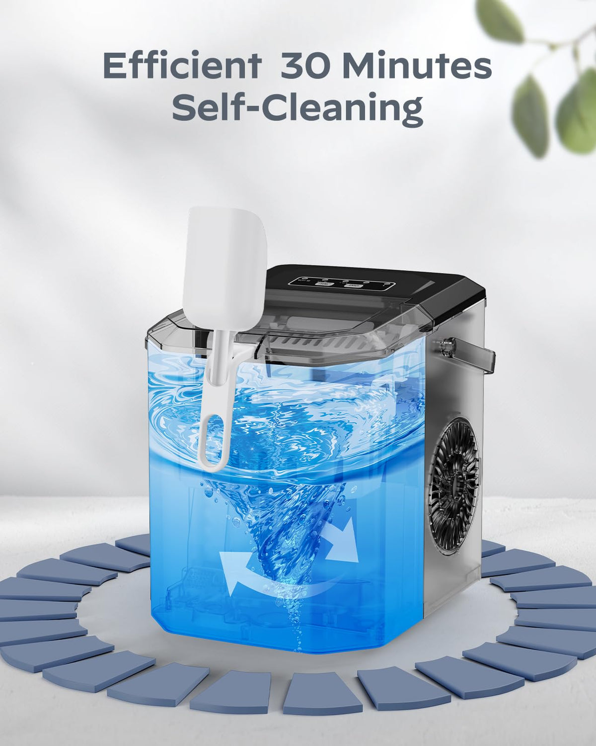 Stainless Steel Portable Countertop Ice Maker with Basket and Scoop I867