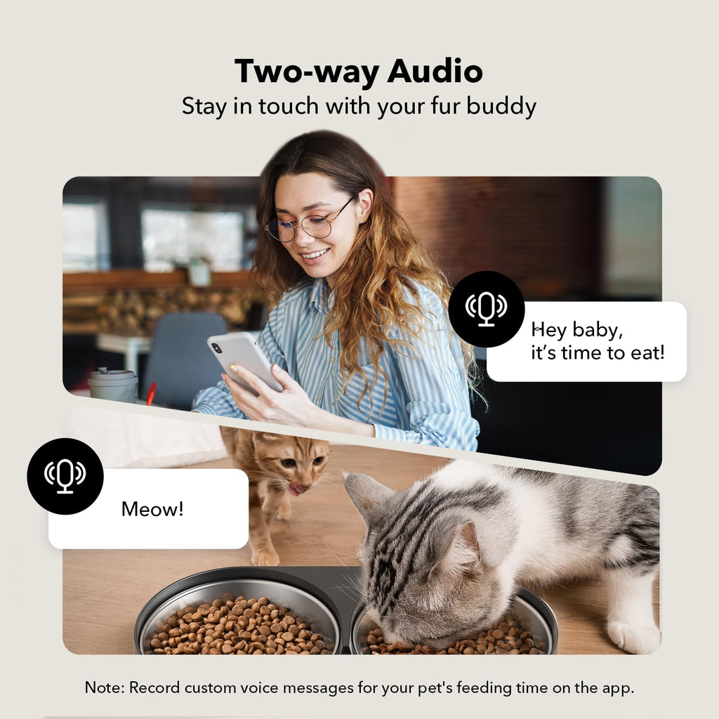 Automatic Cat Feeder with Camera, 1080P HD Video, 5G WiFi, 2-Way Audio, Dual Tray, Black 5L G2702