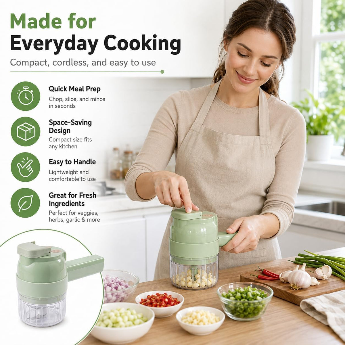 4 in 1 Handheld Electric Vegetable Chopper W574074