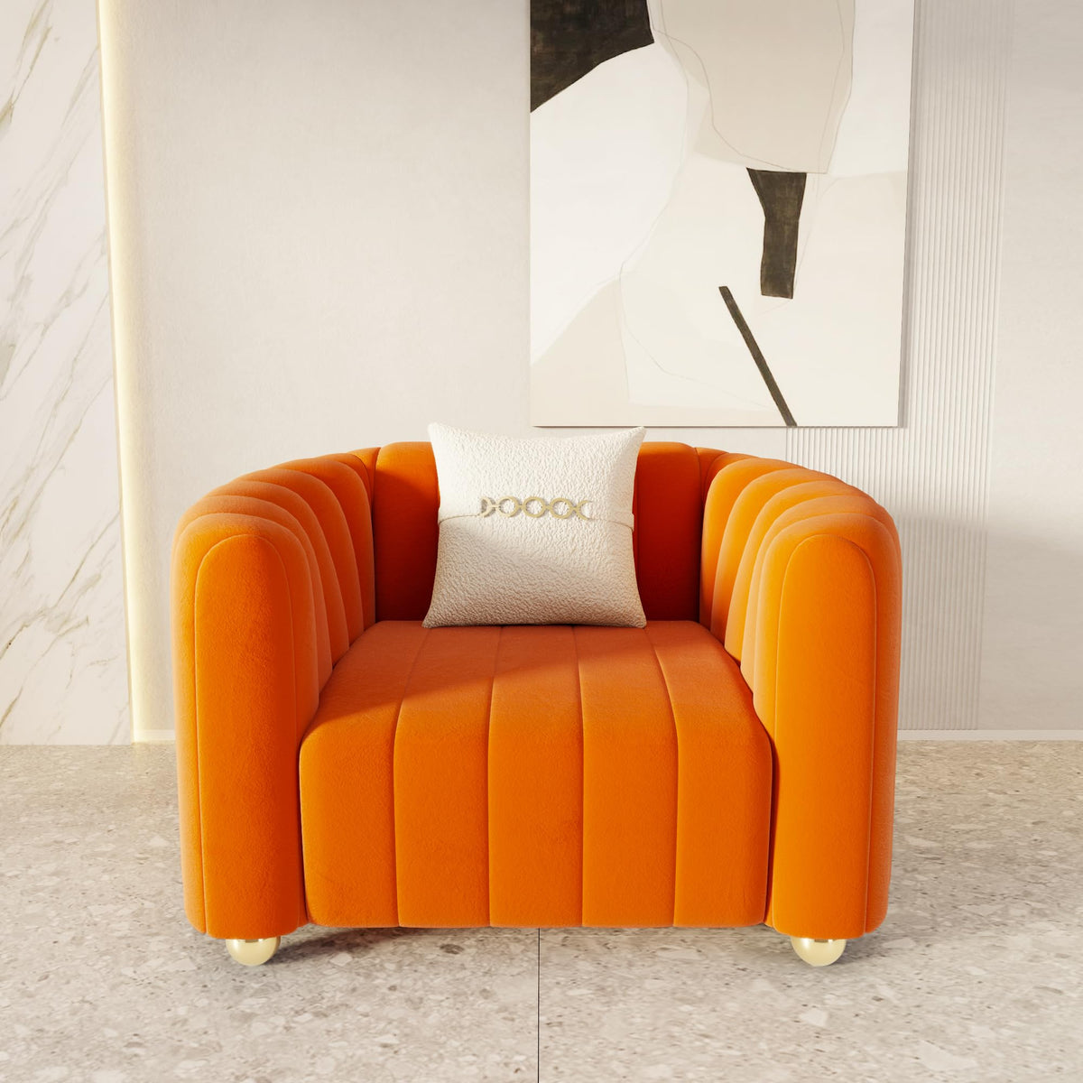 42" Velvet Sofa Chair with Gold Metal Legs G93013
