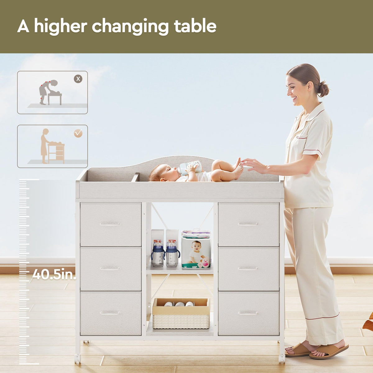 White 6 Drawer Dresser F638