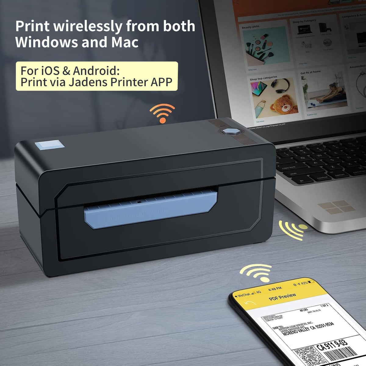 Bluetooth Thermal 4x6 Label Printer B491