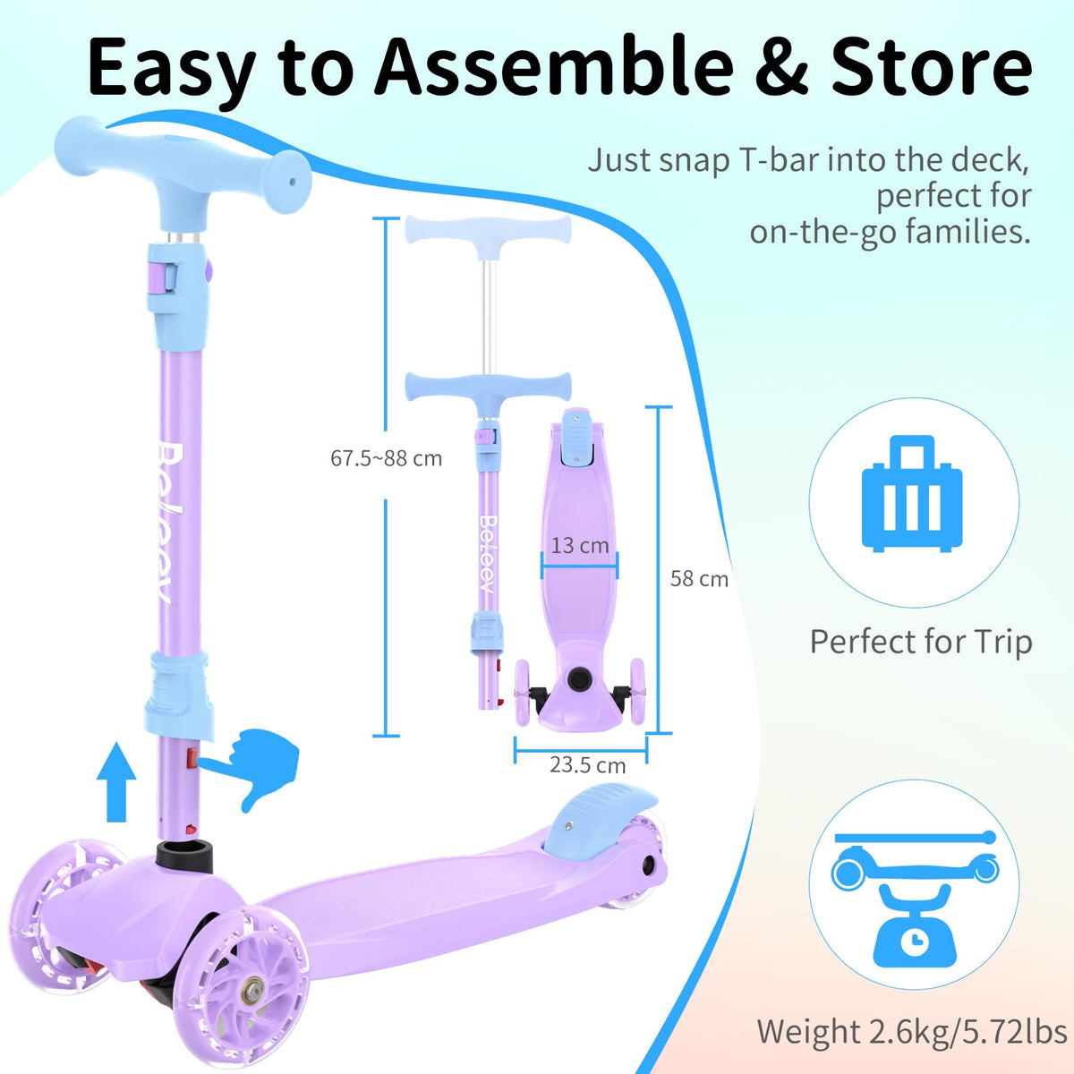 3 Wheel Kick Scooter with Light up Wheels H81064