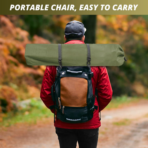 2 Pack Folding Camping Chairs with High Back, 300lbs Capacity, Green K3779