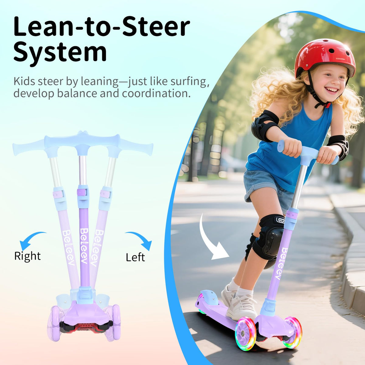 3 Wheel Kick Scooter with Light up Wheels H81064