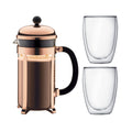 8 Cup French Press Coffee Maker and 2 Piece Glass Set Y66500