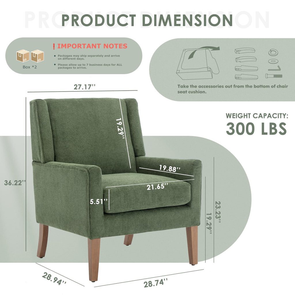 Green Upholstered Fabric Wingback Armchair Set of 2 R5749