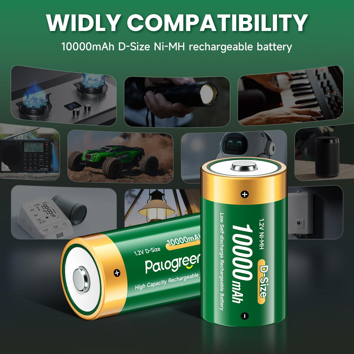 4 Pack 1.2V D Size Rechargeable Batteries A44647