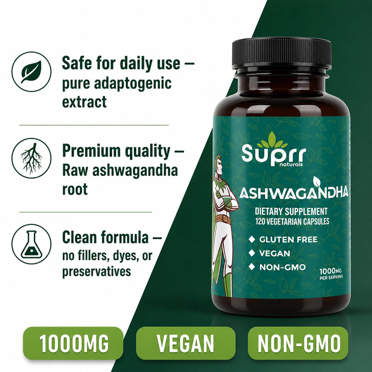 Ashwagandha 1000mg Supplement 120 Capsules F79541