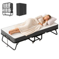 Foldable Single Bed with 5" Memory Foam Mattress and Wheels U284730