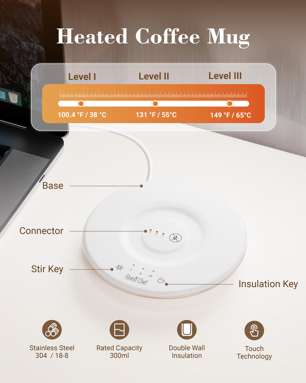 Self-Heating 10oz Temperature Controlled Coffee Mug with Dripper A512570