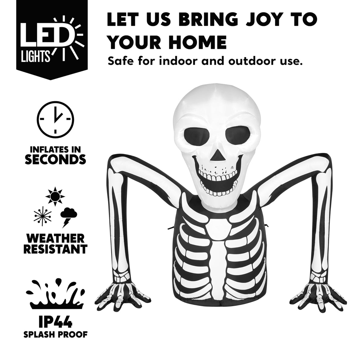 5.5 FT Long Inflatable Skeleton Outdoor Decoration with LEDs P577753