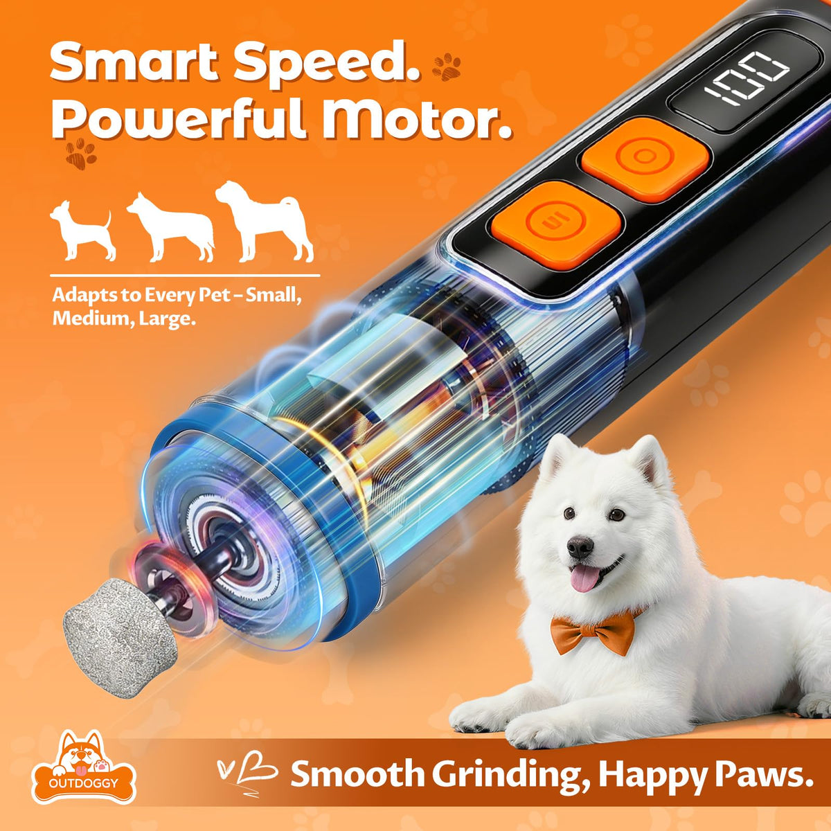 Dog Nail Grinder, Quiet 3-Speed with LED & Safety Guard B348886