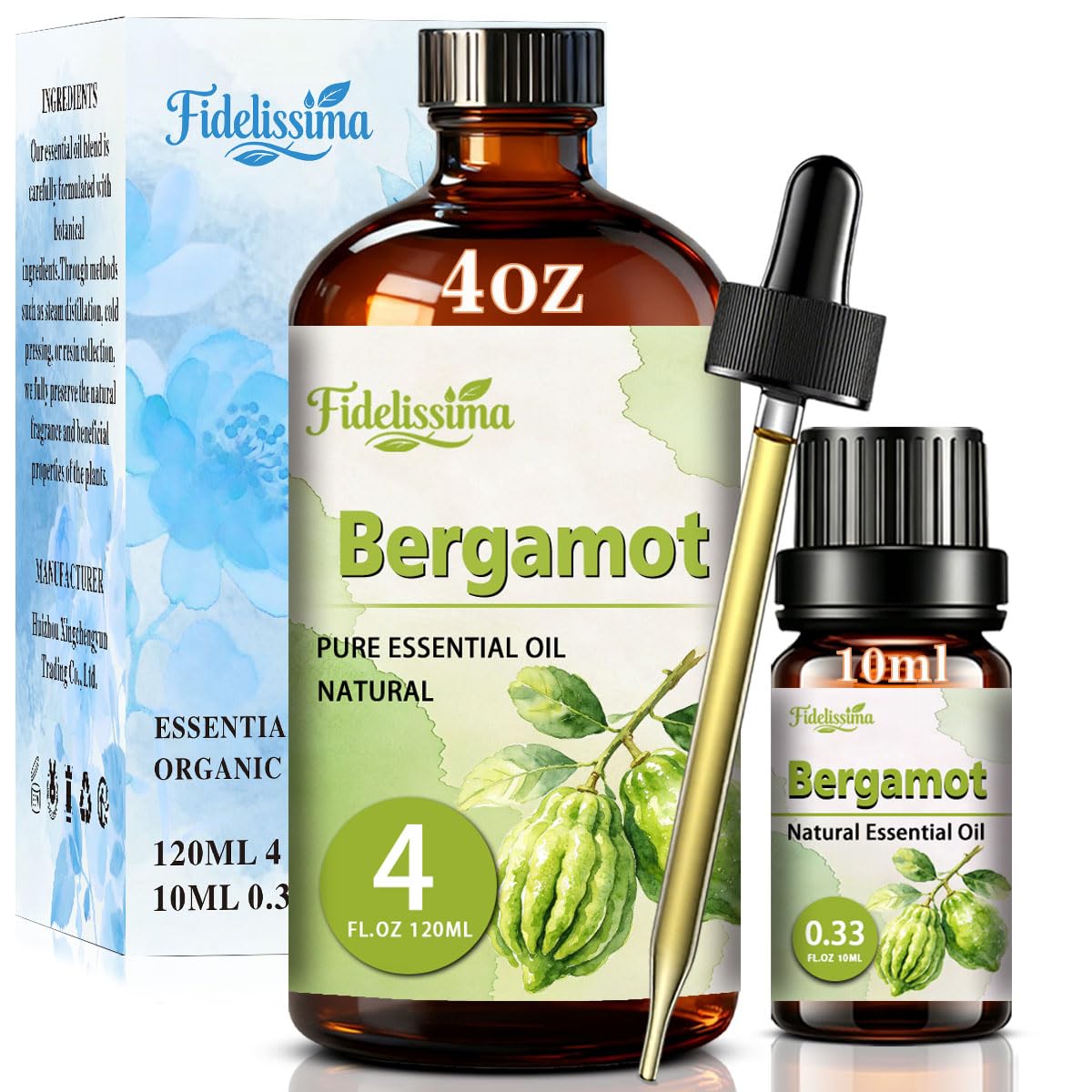 Essential Oil Set, 4 Scents with Glass Dropper L858