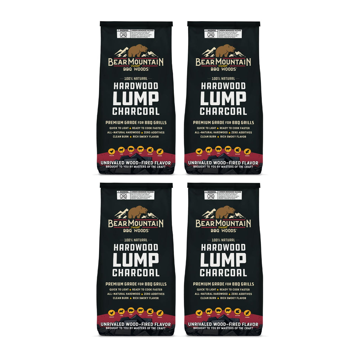 4 Pack Hardwood Lump Charcoal 16 Pounds I143334