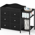 Black 6 Drawer Baby Dresser with Changing Table Top O9781