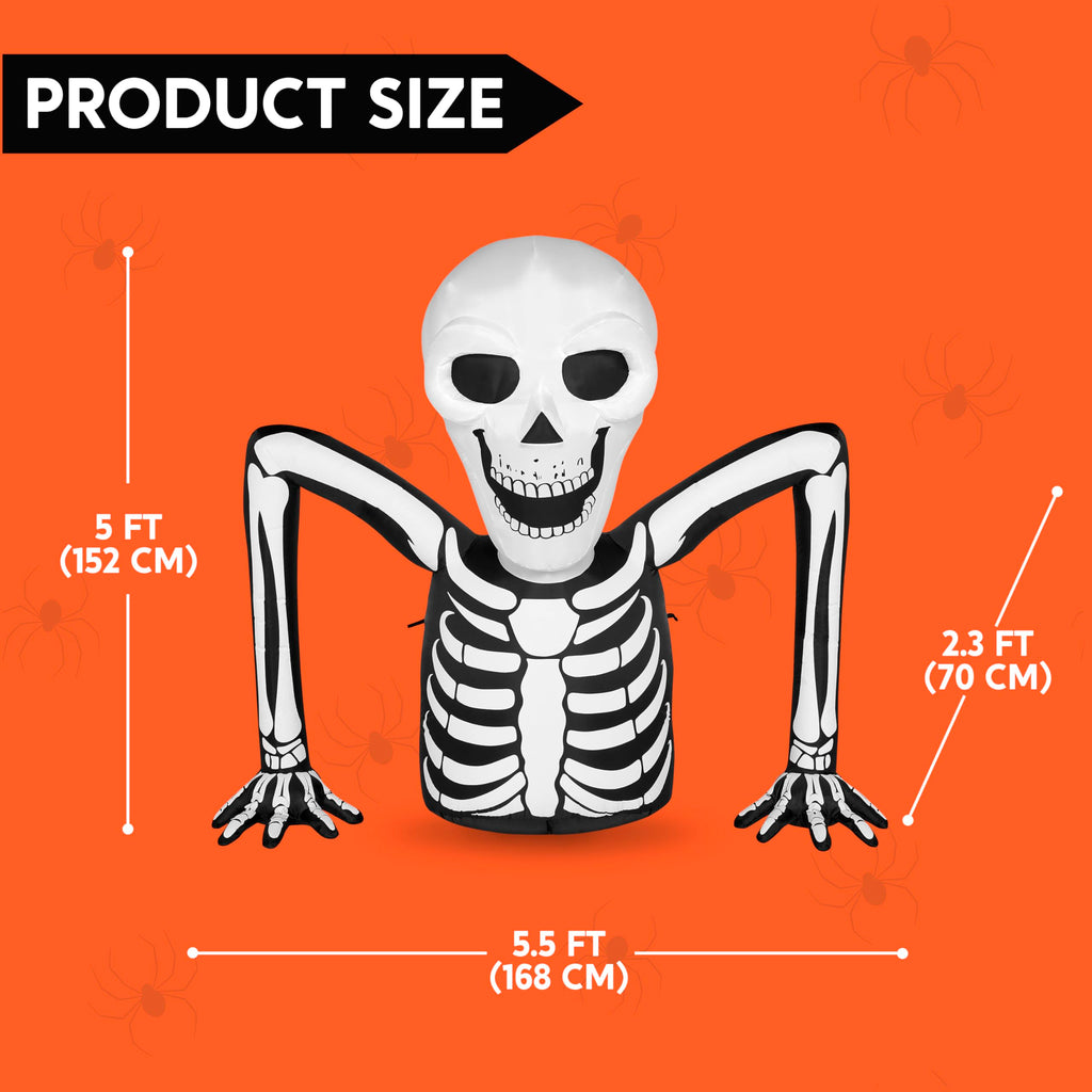 5.5 FT Long Inflatable Skeleton Outdoor Decoration with LEDs P577753