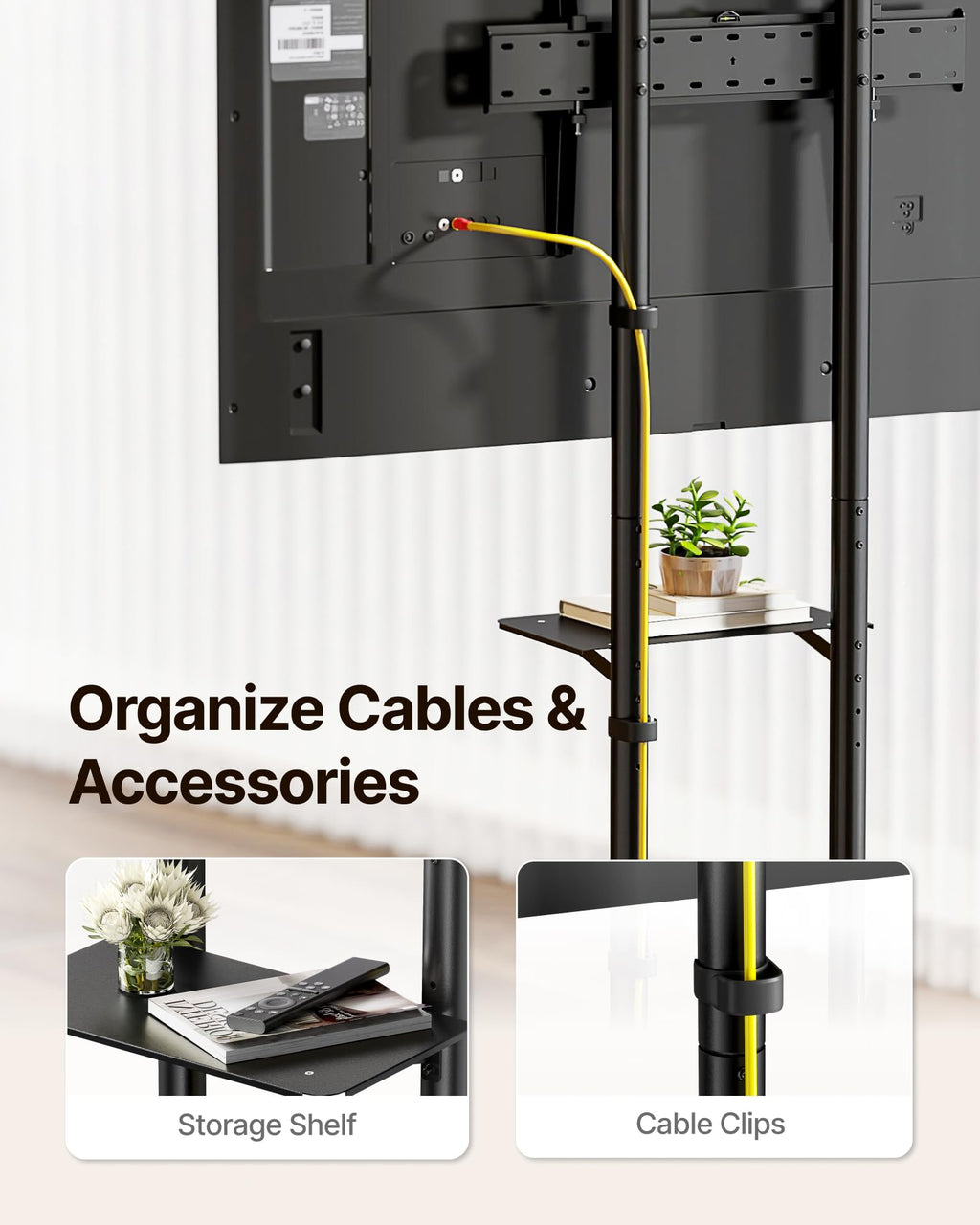 Heavy-Duty Rolling TV Stand S104