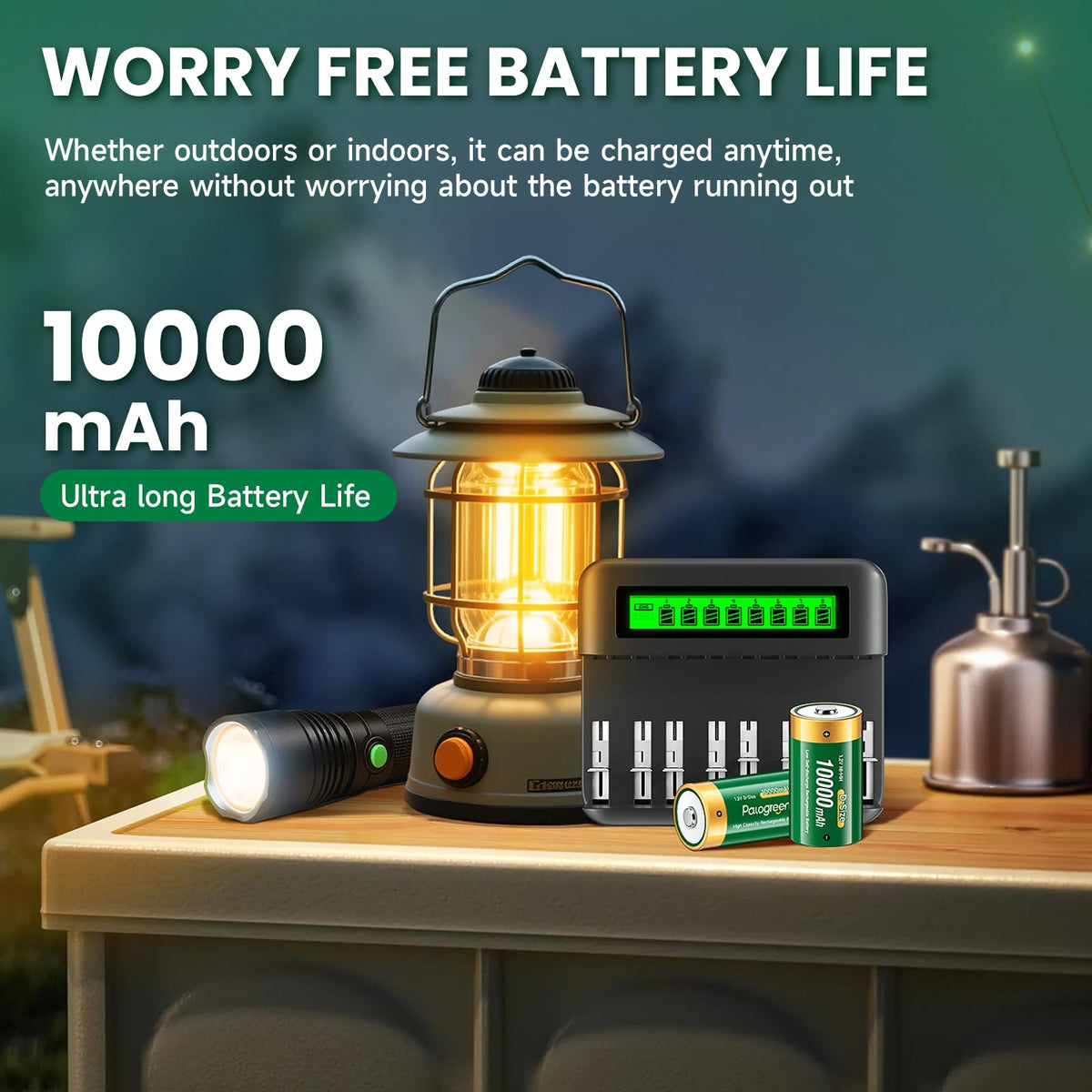 4 Pack 1.2V D Size Rechargeable Batteries A44647