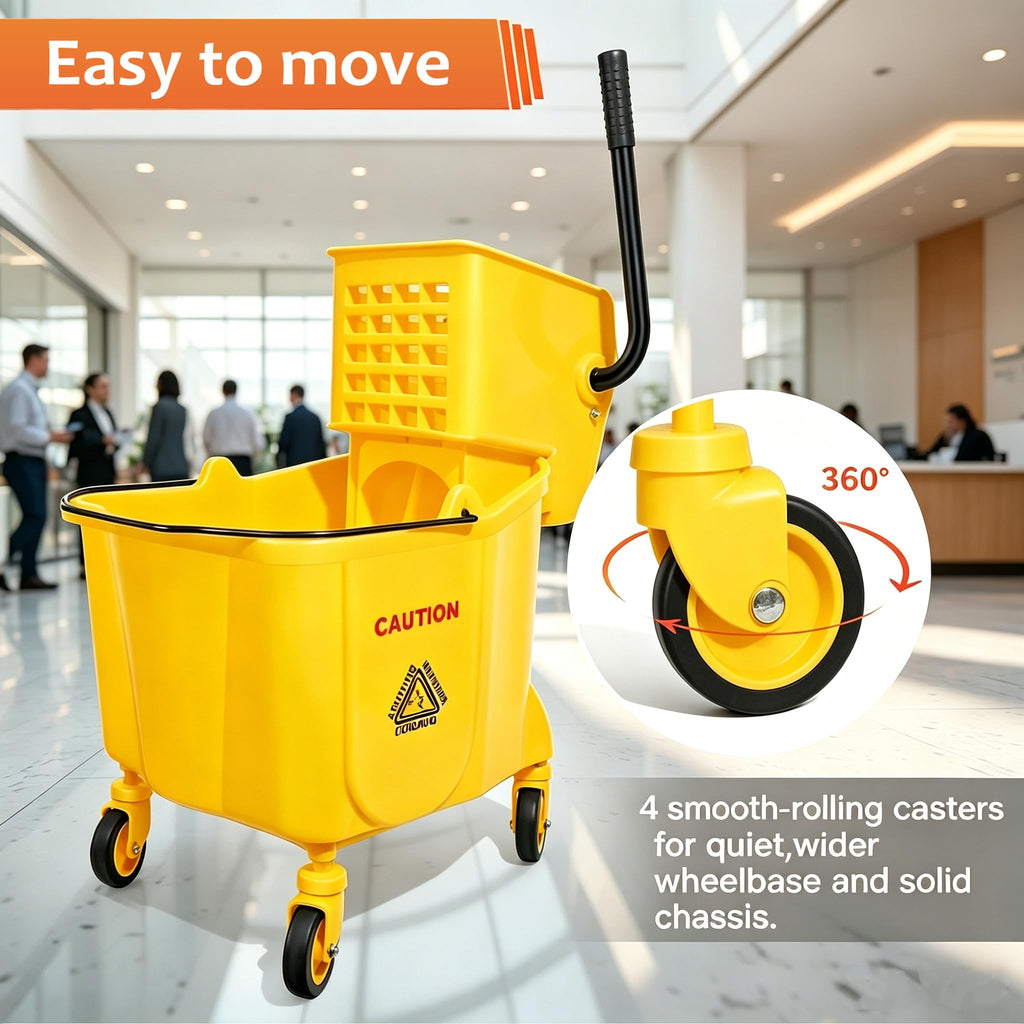 35 Qt Mop Bucket with Side-Press Wringer on Wheels N8877