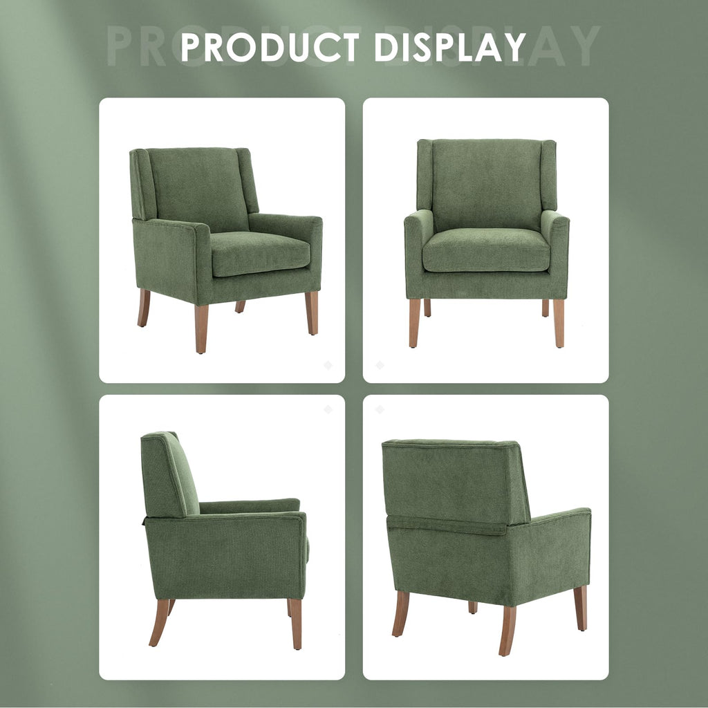 Green Upholstered Fabric Wingback Armchair Set of 2 R5749