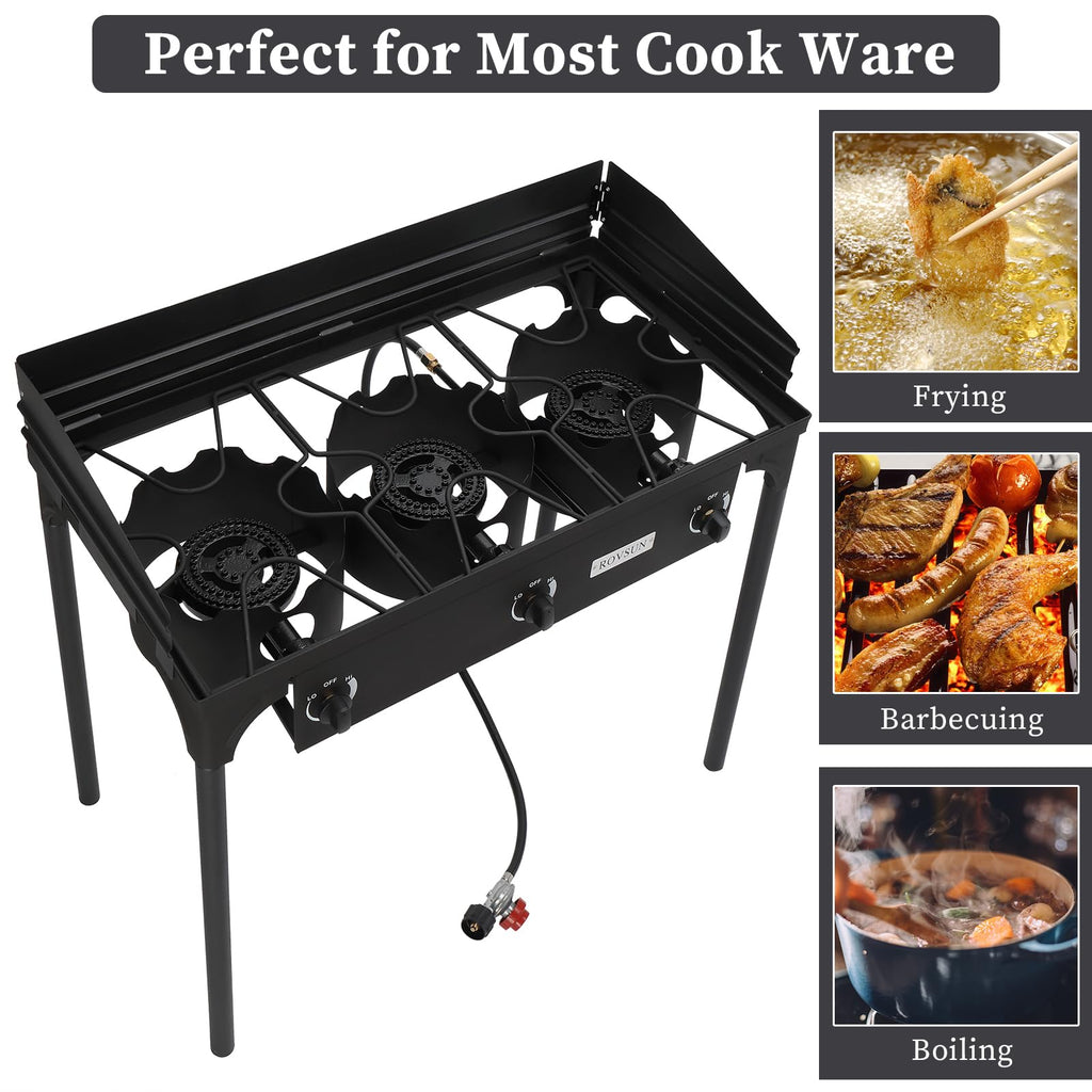 3 Burner Outdoor Propane Gas Stove with Windpanel N471