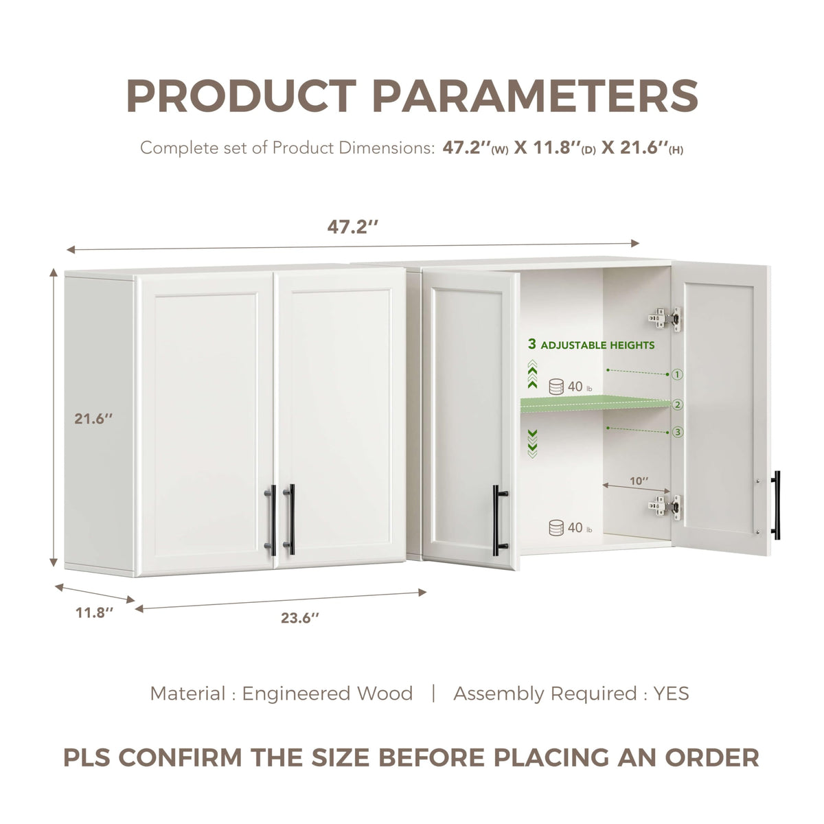 48" Wall Cabinets with Adjustable Shelf R7722