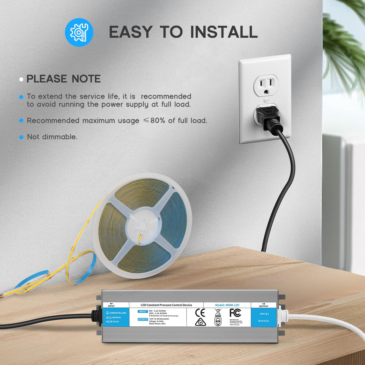 200 Watts Waterproof IP67 LED Driver 85V-265V AC to 12V DC Converter P2965