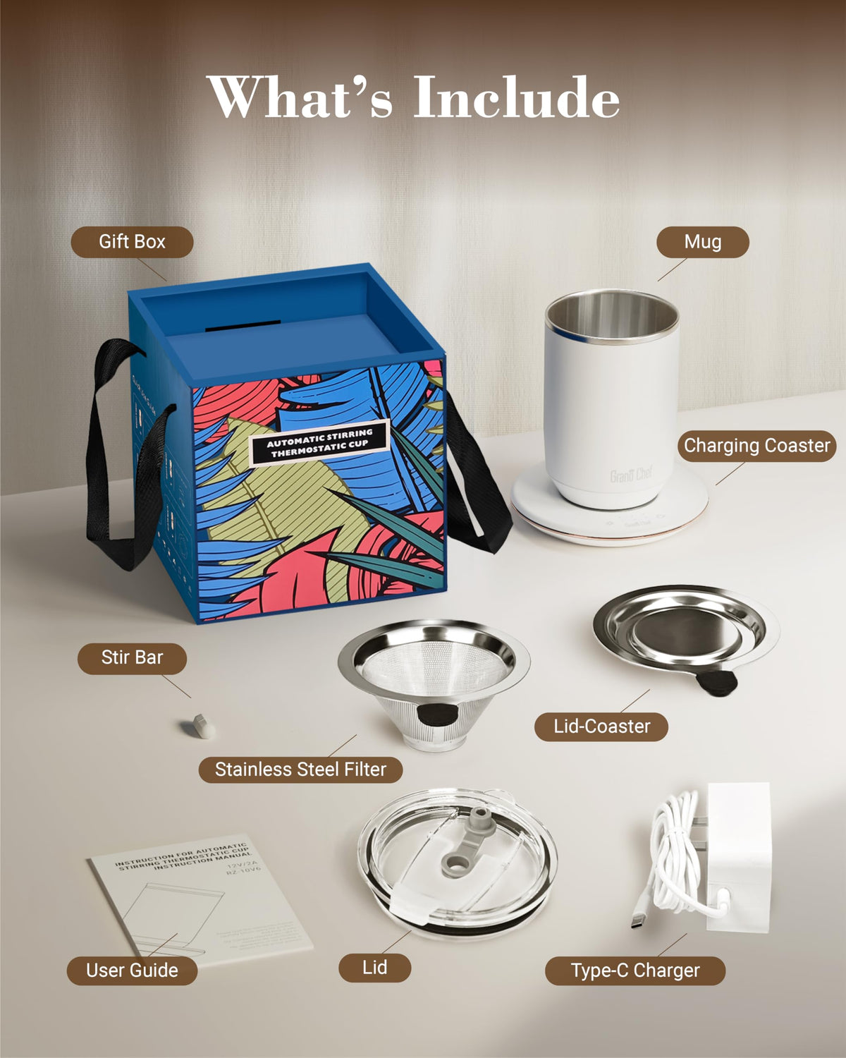 Self-Heating 10oz Temperature Controlled Coffee Mug with Dripper A512570