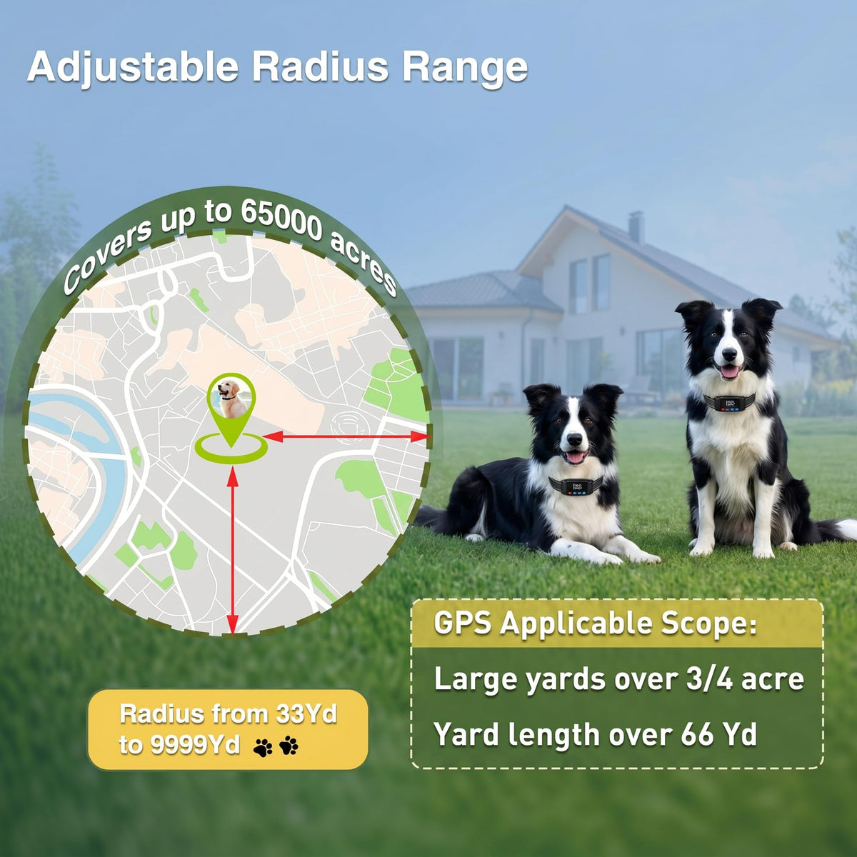 GPS Wireless Dog Fence System with 2 Collar I533