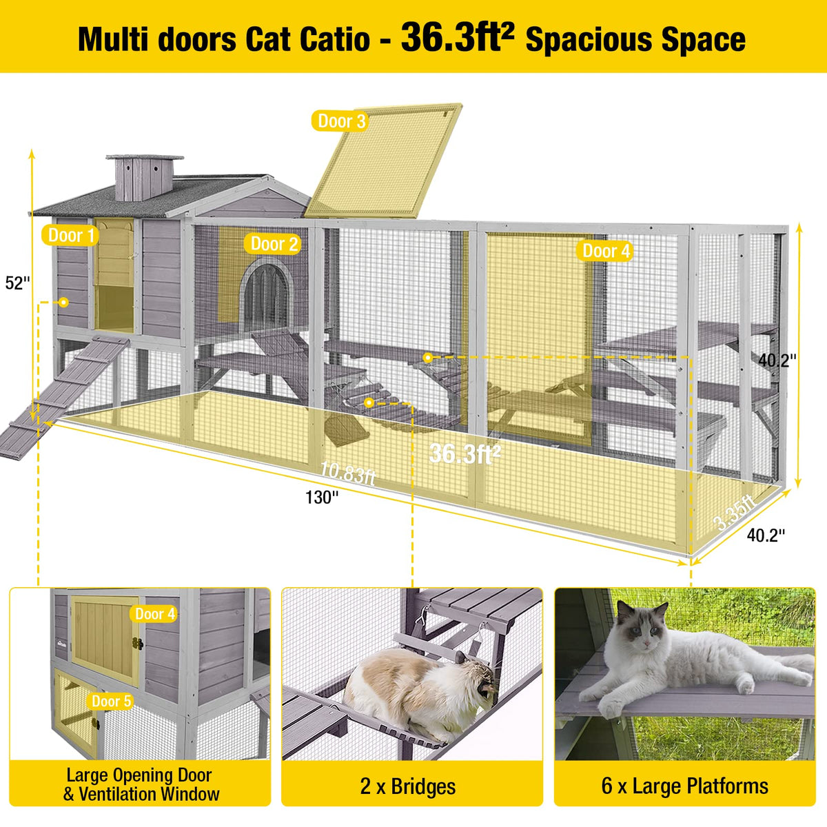 Large Outdoor Cat Enclosure with Platforms O2263