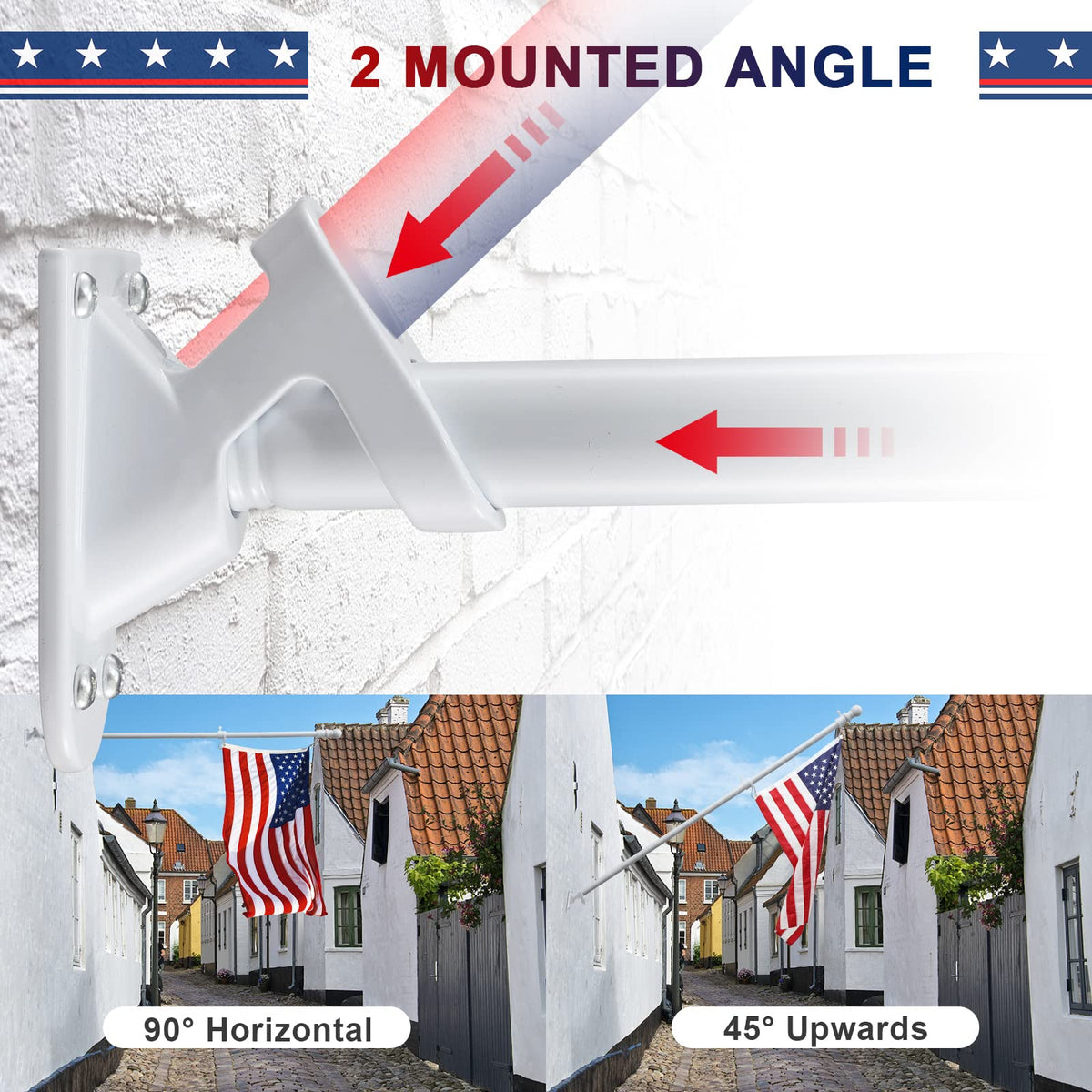 5ft White Tangle Free Flag Pole with 3x5 Embroidered US Flag C590