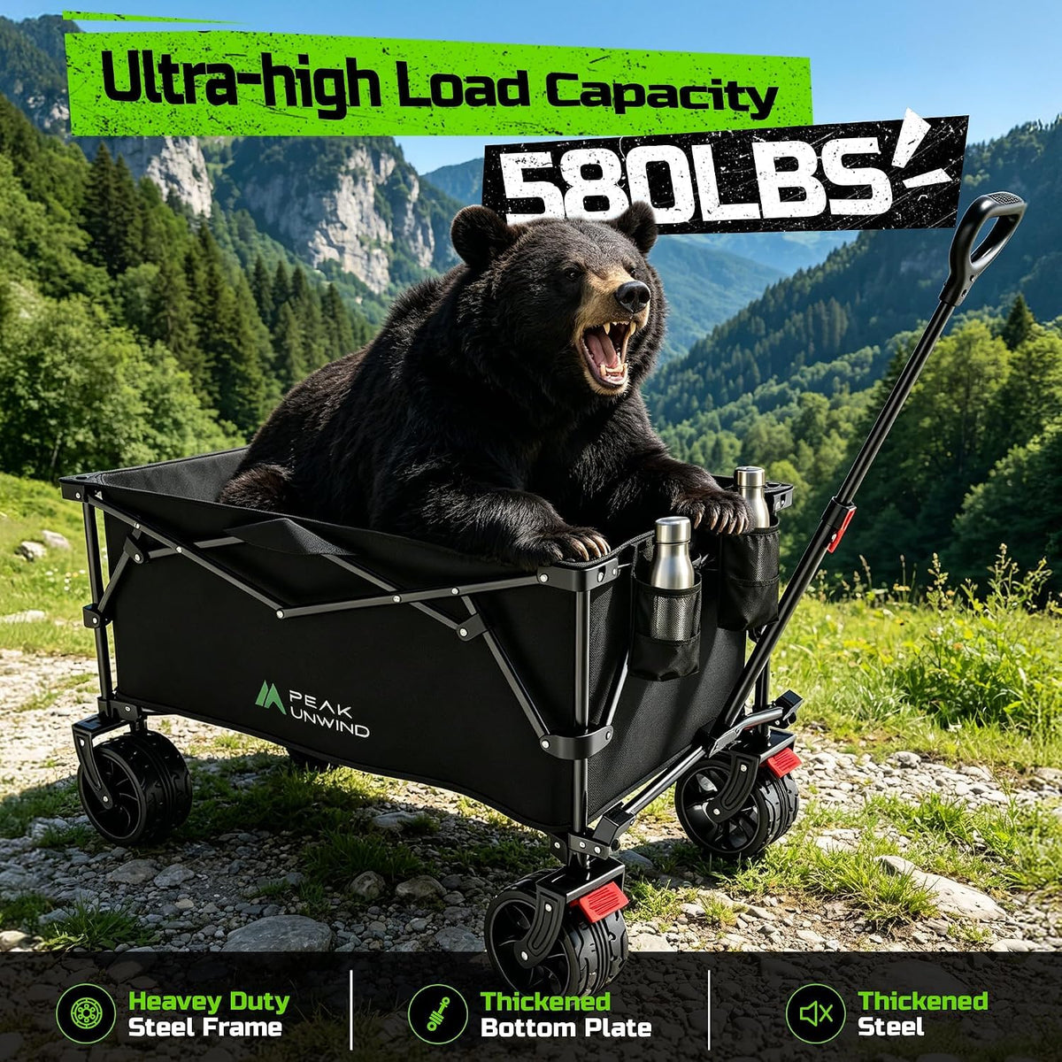 Collapsible Heavy Duty Beach Wagon with Big Wheels V395