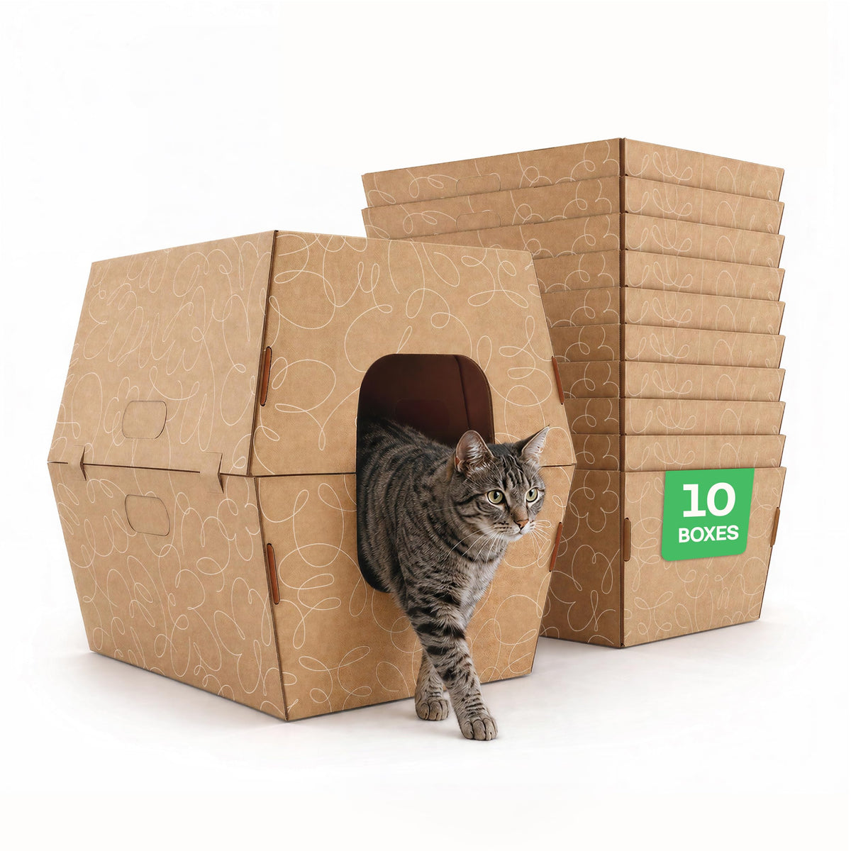 10 Pack Extra Large High Sided Leak Resistant Cardboard Cat Litter Boxes D517011