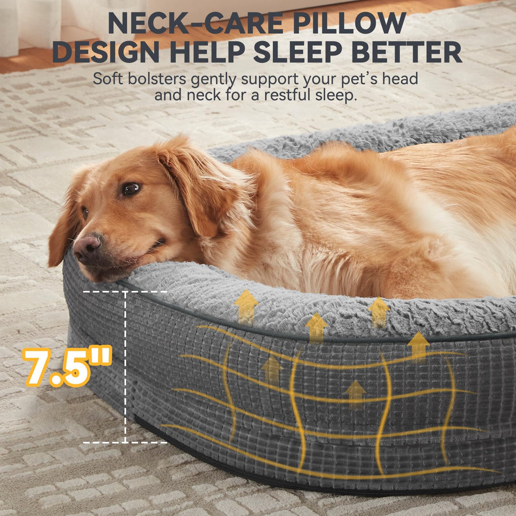 XL Grey Memory Foam Orthopedic Dog Bed with Washable Cover A977616