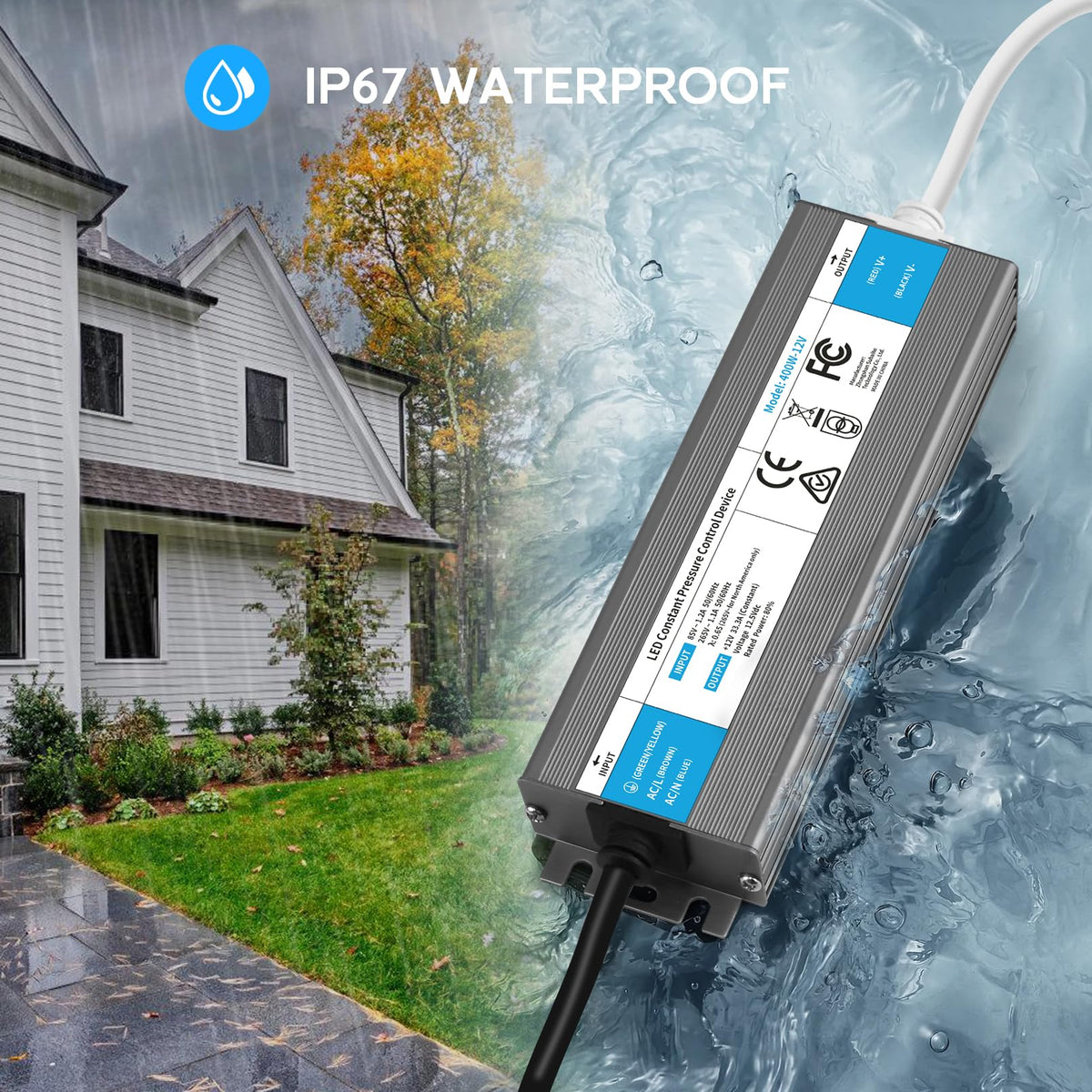 200 Watts Waterproof IP67 LED Driver 85V-265V AC to 12V DC Converter P2965