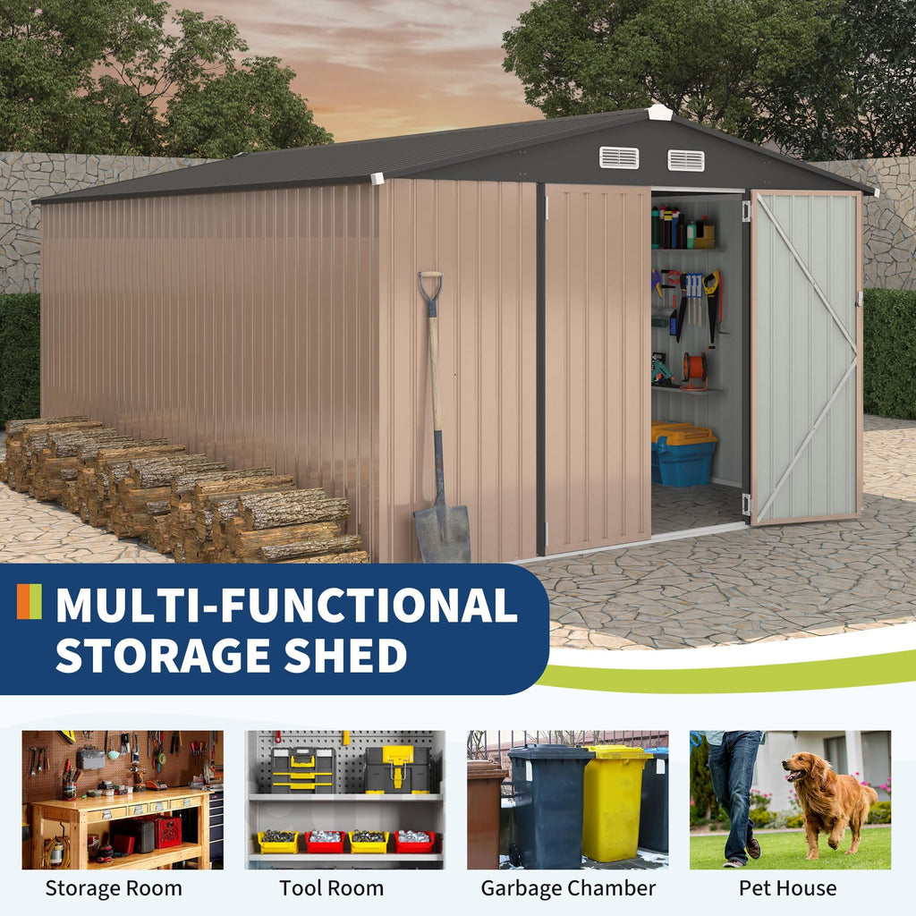 10X14 Ft Metal Storage Building with Lockable Door V507