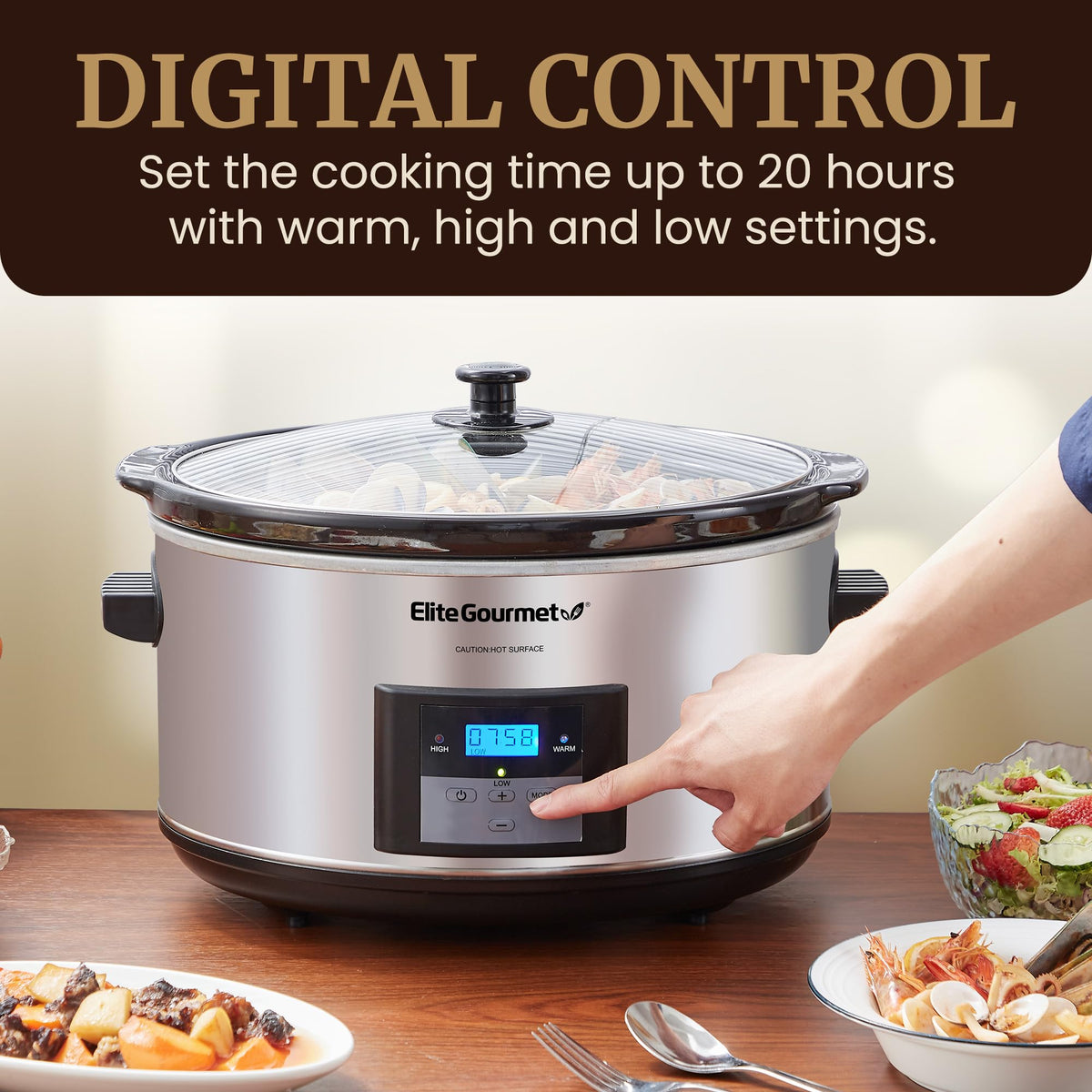 Digital 8.5 Qt Stainless Steel Slow Cooker P60276