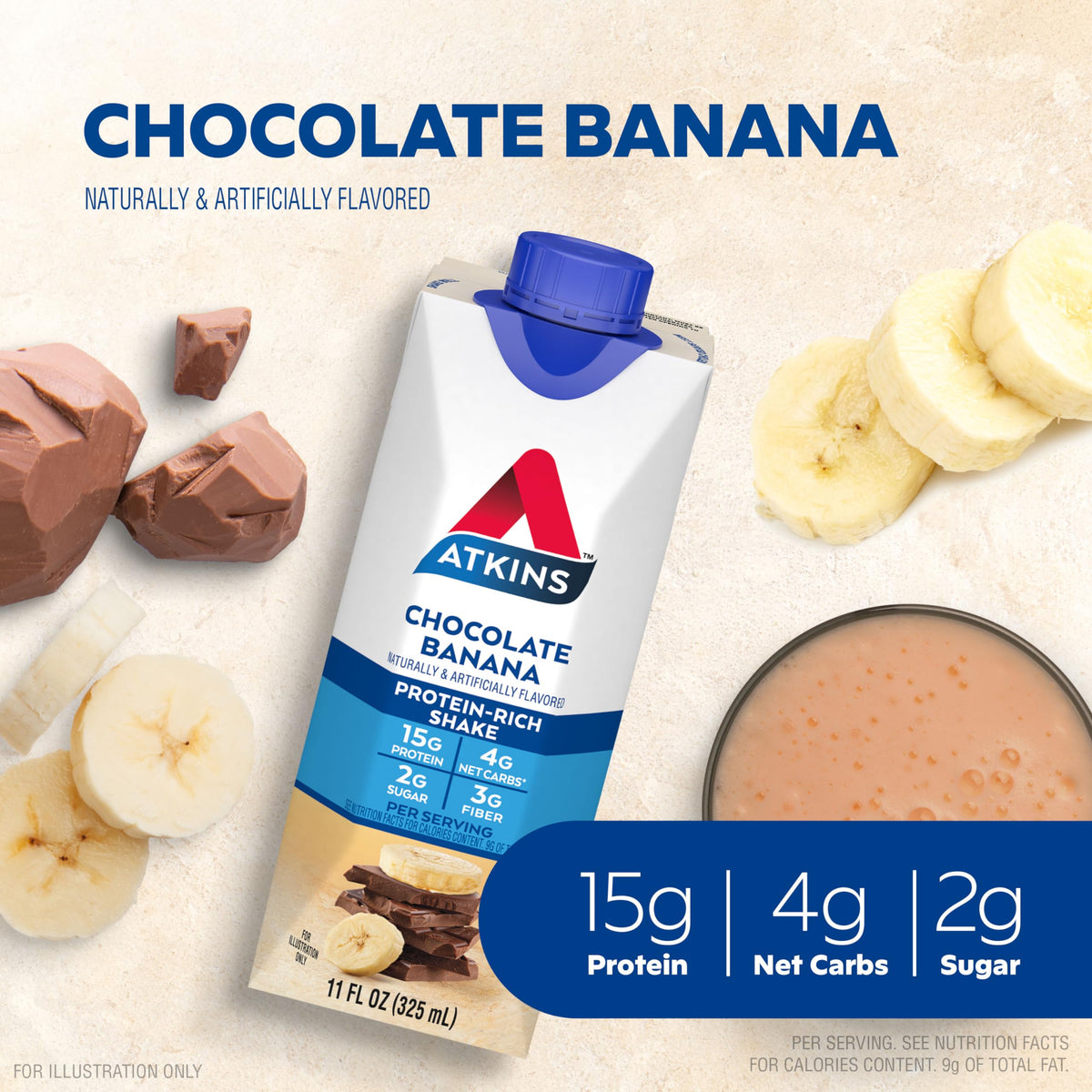 Chocolate Banana & Mocha Latte Protein Shake, 15g Protein, Keto Friendly D5024