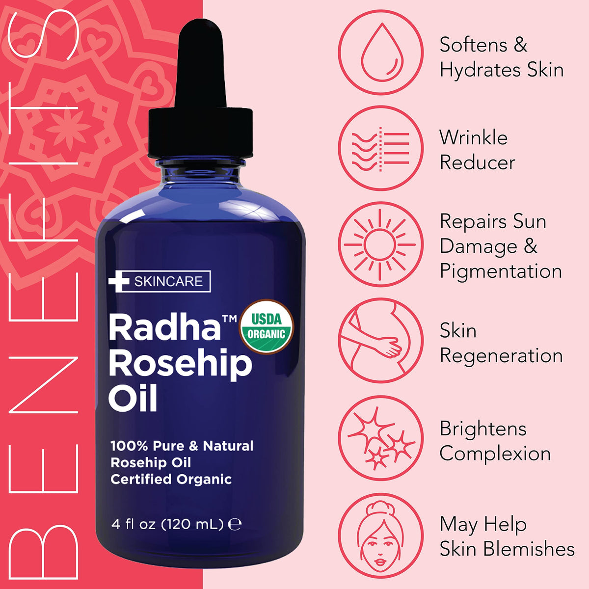 4 oz Organic Rosehip Seed Oil Cold Pressed I511310